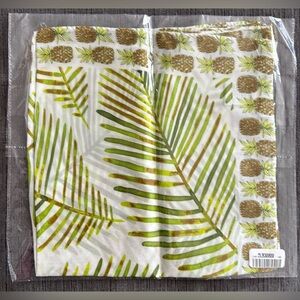 Orvis Pineapple Palm tree Leaves Printed 100% Silk Scarf 20“x20“ NEW